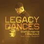 "LEGACY DANCES" in großen Buchstaben; Stefon Harris + Blackout feat. Casey Benjamin. Ein Mann hält eine Trommel und eine Krone.