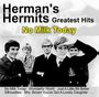 Texte: "Herman's Hermits Greatest Hits No Milk Today". Schwarz-weißes Foto von fünf jungen Männern in Anzügen.