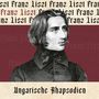 "Ungarische Rhapsodien" und "Franz Liszt" in gotischer Schrift. Illustration eines Mannes im Anzug.