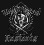 Text: "Motörhead Bastards". Illustration: Ein stilisierter Schädel mit Flügeln und gekreuzten Schwertern darunter.
