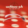 „wishbone ash THE VERY BEST OF LIVE AT GENEVA“. Ein gebogener Knochen auf rot mit weißen Punkten.