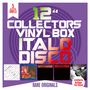 „5 Selected Vinyls“, „12“ Collectors Vinyl Box Italo Disco“, „Lim. Auflage 150 Stück“, Covers von fünf Platten.