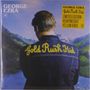 "GEORGE EZRA", "Gold Rush Kid", gelbe und weiße Schrift. Person in Jeansjacke mit gelbem Text, vor Berglandschaft.