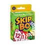 Schachtel mit Text "Stack Your Way to Victory!" und "SKIP-BO". Darunter Spielkarten mit Zahlen und bunten Farben.