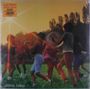 "Lucio Battisti anima latina" steht oben links. Kinder spielen im Freien, einige mit Musikinstrumenten, im Sonnenuntergang.