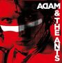 Text: "ADAM & THE ANTS". Ein rotes, kontrastreiches Porträt mit einem weißen Streifen über den Augen.