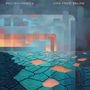 "Polyrhythmics" und "Live from Below" oben auf abstrakter, futuristischer Illustration mit blauen und orangefarbenen Formen.