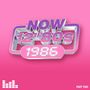 Text: "NOW 12'' 80s 1986", "PART TWO". Grafik auf pinkem Hintergrund, Schriftzüge in 3D-Stil und lila-silber.