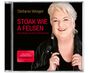 "Stefanie Werger, Stoak wie a Felsen, Das Beste aus fünf Jahrzehnten." Porträt einer lachenden Frau mit Lederjacke.