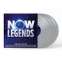 Text: "NOW LEGENDS" und "LEGENDARY ARTISTS - TIMELESS SONGS". Hintergrund: Sternenhimmel, mehrere silberne Schallplatten.