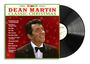 "DEAN MARTIN CLASSIC CHRISTMAS" Albumcover zeigt Dean Martin, rote Hintergrundfarbe mit Schneeflocken, Vinyl im Hintergrund.