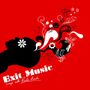 "Exit Music, Songs with Radio Heads". Silhouette eines Kopfes, aus dem bunte Formen und Symbole sprudeln.