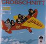 Text: "GROBSCHNITT", "50 JAHRE JUMBO", "50", "JUMBO". Illustration: Flugzeug mit Personen am Himmel.