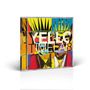 "YELLO TIMELAB" steht auf einem CD-Cover. Buntes, abstraktes Design mit grafischen Formen und kräftigen Farben.