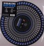 "The Rolling Stones BLACK AND BLUE" 2023 Picture Disc. Mehrfach "BLACK" und Zungen-Logos, spiralförmig angeordnet.