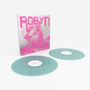 Der Text "ROBYN BODY TALK" ist in pink auf einem Albumcover. Zwei transparente, hellblaue Schallplatten liegen davor.