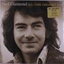 "Neil Diamond All-Time Greatest Hits" und ein Aufkleber sagt: "All His Best On 1 LP". Ein Mann lächelt leicht.