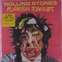 "ROLLING STONES Foreign Tongues" steht oben. Darunter Karikatur eines Gesichts mit übertriebenen Zügen in bunten Farben.