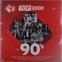 NPO Radio 2 TOP 2000. Fotos von 90er Künstlern. Roter Hintergrund. Text: "The 90's". 2 LP.