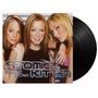 "Atomic Kitten Right Now" ist zu lesen. Drei junge Frauen lächeln, eine Schallplatte ragt seitlich hervor.