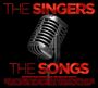 "The Singers, The Songs" in roter Schrift, darunter bekannte Künstlernamen, links ein großes Retro-Mikrofon.