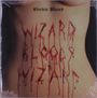 Text „Electric Wizard“ oben; „WIZARD BLOODY WIZARD“ in blutähnlicher Schrift auf nacktem Oberkörper geschrieben.