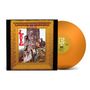 Text: "Love", "da capo". 
Ein quadratisches Albumcover mit vergoldetem Rahmen und eine orangefarbene Vinyl-Schallplatte.