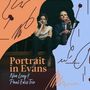 "Portrait in Evans", Noa Levy & Paul Edis Trio, zeigt eine nachdenkliche Frau und einen Mann in Anzug, umrahmt von abstrakten Formen.