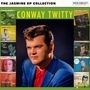 „THE JASMINE EP COLLECTION“ oben mit „CONWAY TWITTY“ darunter. Mann in blauem Anzug, Designs von EP-Covern.
