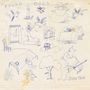 Handgezeichnete Illustration mit "FOUND DOGS" oben und "JOHN PRINE" unten. Doodle-artige Szenen und Tiere.