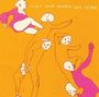 Text: "CLAP YOUR HANDS SAY YEAH". Illustration: Fünf Körper mit weißen Köpfen, Konturen in Orange und Pink auf orangem Hintergrund.