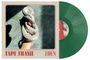 "TAPE TRASH EDEN" steht auf einem Cover. Eine Hand hält eine helle Schlange auf grauem Hintergrund. Grüne Schallplatte.