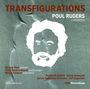 "TRANSFIGURATIONS POUL RUDERS CONCERTOS" steht groß oben. Darunter ist eine stilisierte weiße Gesichtszeichnung.
