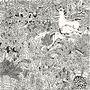 "of montreal aethermead" in großen Buchstaben. Detailreiche, fantasievolle Landschaft mit Pflanzen, Fabelwesen und Bergen.