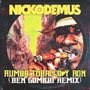 Text: „NICKODEMUS“ „RUMBA TOBACCO Y RON (BEN GOMORI REMIX)“. Illustration eines Mannes mit Zigarette vor Stadtansicht.