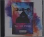 "Jus-P", "The 50 Pack", "Parental Advisory: Explicit Content". Illustration eines Kapuzenmanns vor buntem Hintergrund.
