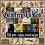 "Geoffrey Oi!Cott. 11/20 years - singles, extras & leg byes." Collage mit Cricket-Motiven im Hintergrund.