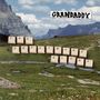 Oben steht "GRANDADDY", darunter "THE SOPHTWARE SLUMP" aus Computertasten. Im Hintergrund Berge und Wiesen.