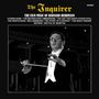Text: "The Inquirer. The Film Music of Bernard Herrmann." Dirigent in Frack mit Brille und Taktstock vor dunklem Hintergrund.