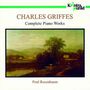 "CHARLES GRIFFES Complete Piano Works" steht oben, "Poul Rosenbaum" unten. Gemälde von Landschaft mit Baum und Fluss.
