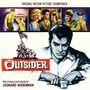 Text: "Original Motion Picture Soundtrack", "The Outsider", "Music Composed and Conducted by Leonard Rosenman". Illustration zeigt einen ernsten Mann.