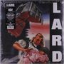 Text: "LARD" in großen weißen Buchstaben vertikal rechts.  
Illustration: Frau hält schützend ein Baby, über ihr schwebt ein Gebäude.