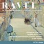"RAVEL - Le Tombeau de Couperin et œuvres concertantes" in großen Buchstaben. Impressionistische Straßenansicht mit Menschen.