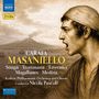 Text: Carafa Masaniello, Sungti, Trottmann, Tavernier, Magallanes, Medina, Kraków Philharmonic Orchestra, Nicola Pascoli.  
Illustration: Ein schreiender Mann in historischer Kleidung vor einer Landschaft.