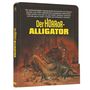 "Der Horror-Alligator" in gelber Schrift vor einer Stadt, ein riesiger Alligator bricht aus dem Boden.