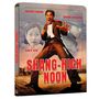 "SHANG-HIGH NOON" in großen roten Buchstaben. Gesichter von drei Personen, zentrale Figur in Kampfpose.