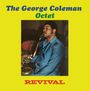 „The George Coleman Octet“ und „REVIVAL“ steht auf gelbem Hintergrund. Ein Mann in Blau spielt Saxophon.