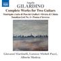 „Angelo Gilardino: Complete Works for Two Guitars“ steht oben. Unten sind Namen von Musikern aufgelistet. Malerische Landschaft.