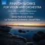 FINNISH WORKS FOR VIOLIN AND ORCHESTRA. Abendhimmel über ruhiger See mit Person am Felsufer.