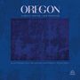 "Oregon. Always, Never, and Forever. Ralph Towner, Paul McCandless, Glen Moore, Trilok Gurtu." Blauer, texturierter Hintergrund.